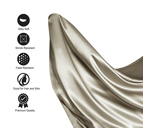 Lanest Housing Silk Satin Sheets, Queen Size Satin Bed Sheet Set with Deep Pockets, Cooling Soft and Hypoallergenic Satin Sheets Queen - Taupe Lanest Housing
