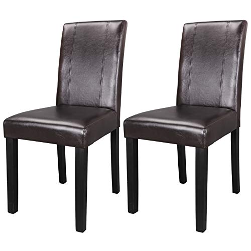 Nova Microdermabrasion Dining Chairs Set of 2, Modern Style for Kitchen PU Leather Chairs Living Roon Dining Room Chairs Padded Parson Chair with Solid Wood Legs (Brown) Nova Microdermabrasion