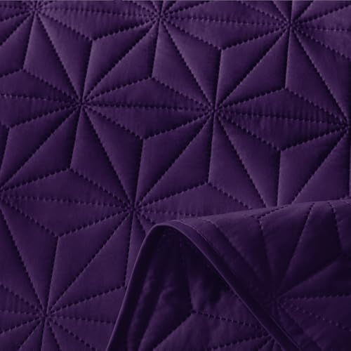 Whale Flotilla King Quilt Bedding Set, Soft Purple Bedspreads Quilts King Size for All Seasons, 3 Pieces Lightweight Geometric Star Pattern Coverlet Whale Flotilla
