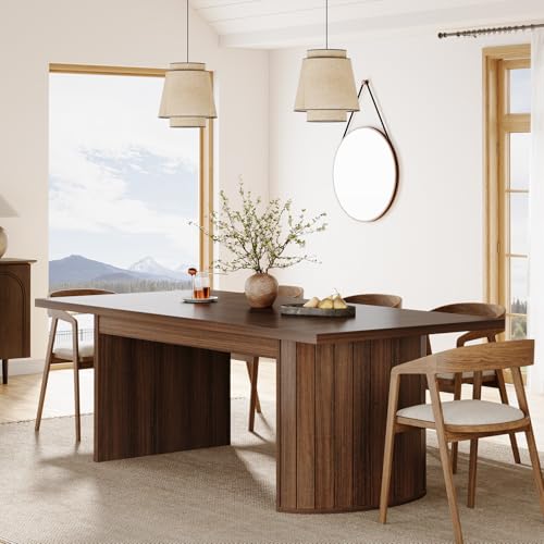 Tribesigns 78.7" Extra Long Dining Table for 6-8 People, Large Farmhouse Kitchen Table with Wooden Tabletop, Rustic Style Rectangular Dinner Table for Dining Room, Kitchen, Living Room, Walnut Tribesigns