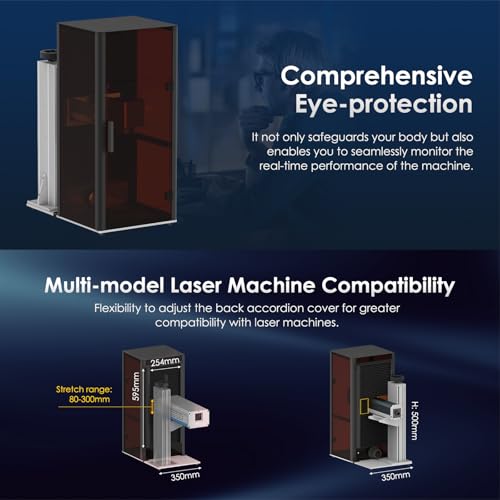 Cloudray Protective Cover Fiber Laser Enclosure 15.2"W x 29.6"H, Compatible with 500mm Lift Column Table, Safety Cover for Laser Engraver Cutter Machine Cloudray