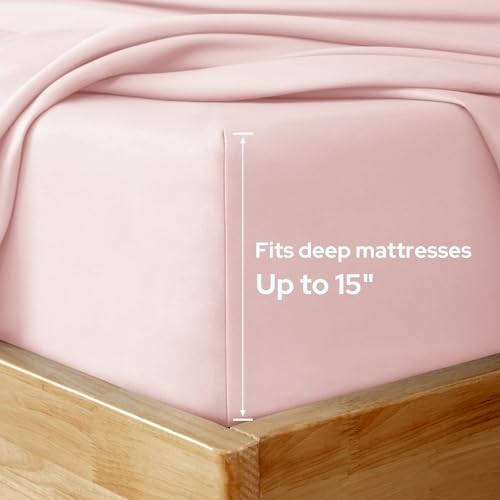 HOMEIDEAS Full Size Bed Sheets - 6 Piece Set (Pale Pink) - Extra Soft Brushed Microfiber 1800 Bedding Sheets, Deep Pocket, Wrinkle & Fade Free HOMEIDEAS