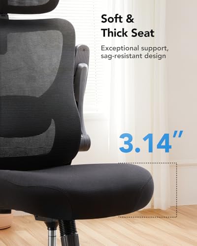 HUANUO Ergonomic Office Chair, High Back Computer Desk Chair with Adjustable Lumbar Support and Headrest, Comfy Gaming Chair with 3D Armrests, Home Office Rolling Chair, Max Load 300 lbs HUANUO