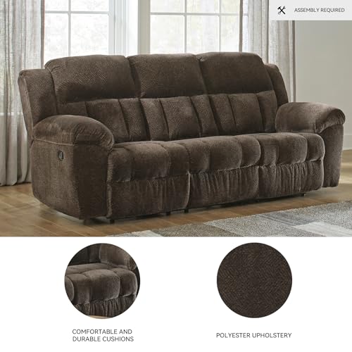 Signature Design by Ashley Frohn Modern Manual Reclining Sofa, Dark Brown Signature Design by Ashley