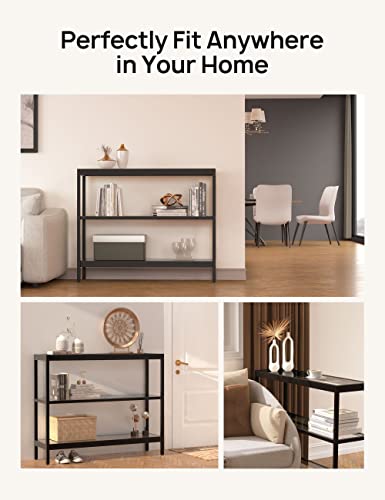 Evajoy Console Table, 35" Entryway Table with 3 Tiers, Open Sofa Table with Tempered Glass for Living Room, Foyer, Entryway, Bedroom, Hallway, Black Evajoy