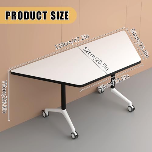 Folding Conference Table,47.2In Modular Conference Room Tables with Wheels,White Meeting Table Flip Top Mobile Training Table,Modern Seminar Boardroom Tables for Office School-T Shaped (6, White) rzoizwko