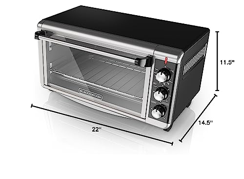 BLACK+DECKER 8-Slice Extra Wide Convection Toaster Oven, Fits 9"x13" Oven Pans and 12" Pizza, Bake, Toast, Broil, and Keep Warm Functions, Countertop Compact Design with Stainless Steel Finish BLACK+DECKER