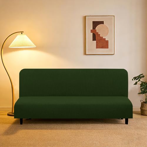 U-NICE HOME Stretch Futon Cover Armless Bed Slipcover - Soft Jacquard Fabric Washable for Pet Friendly, Bronze Green U-NICE HOME