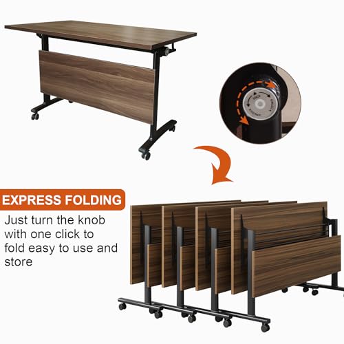 Conference Room Tables,Folding Conference Tables,Flip Top Rolling Mobile Table with Silent Locking Wheels,Modern Portable Seminar Training Meeting Table Business Tables (6 Pack, 61x21.7x29.5inch) Lenyedr