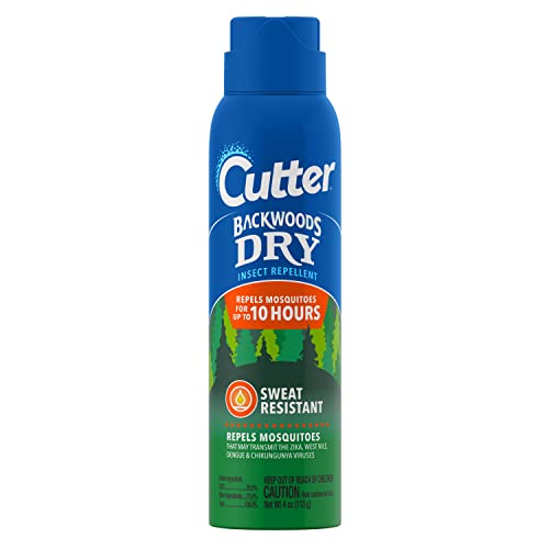 Cutter Backwoods Dry Insect Repellent, Mosquito Repellent, 25% DEET, Sweat Resistent, 4 Ounce (Aerosol Spray) Cutter
