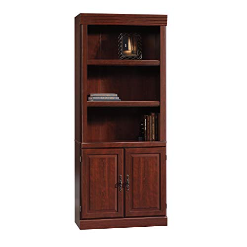 Sauder Heritage Hill Library with Doors/Book shelf, L: 29.80" x W: 12.99" x H: 71.26", Classic Cherry finish Sauder
