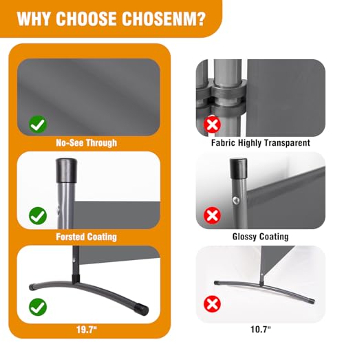6 FT Tall Room Divider Screen Fabric Wall Divider with Metal Frame, 3 Panel Folding Privacy Screens, Portable Room Divider Panel, Freestanding Room Divider Partition for Office Bedroom Study, Grey CHOSENM