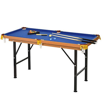 Soozier 55" Portable Folding Billiards Table Game Pool Table for Whole Family Number Use with Cues, Ball, Rack, Chalk, Blue