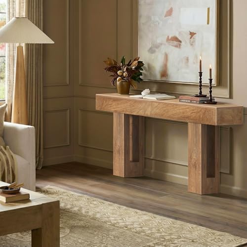 IGERI 70 inch Long Console Table for Entryway - Wood Farmhouse Sofa Tables Behind Couch for Living Room Rustic 10 inch Deep Hallway Entry Way Table Home Decor IGERI