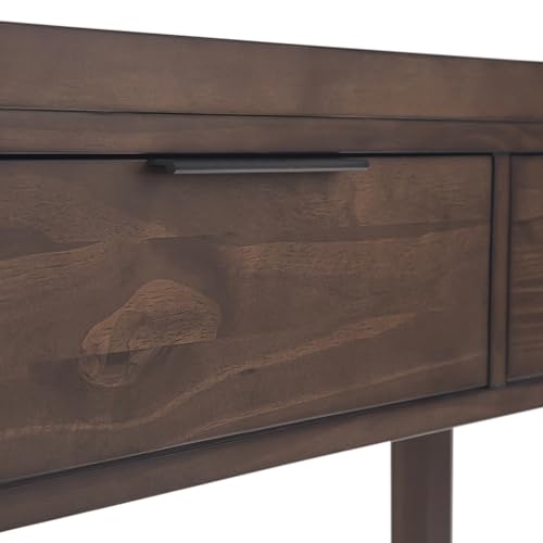SIMPLIHOME Hollander Console Table - 60 Inch Wide Solid Wood Sofa Table in Warm Walnut Brown, Contemporary Storage Table for Entryway or Living Room with 3 Drawers and Sleek Metal Hardware SIMPLIHOME