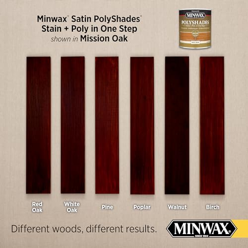 Minwax PolyShades Wood Stain + Polyurethane Finish – Quart, Mission Oak, Satin Minwax
