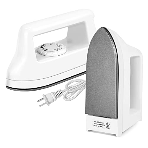 Mini Iron for Clothes, Travel Iron Small Electric Heat Press Machine for T-shirts Crafting, Portable Iron for Home College (White) Hommtina