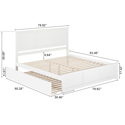 AFI, Madison King Platform Bed with Matching Footboard and Twin XL Trundle, White AFI