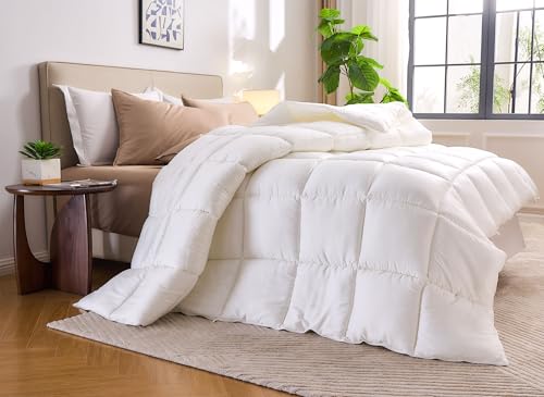 Pure Bamboo Duvet Insert Twin Size (68x86 in) - Ultra Soft Quilted Duvet Insert with 8 Corner & Side Loops, Double Stitching, Satin Piping - Luxuriously Soft (Twin, Lightweight) Pure Bamboo