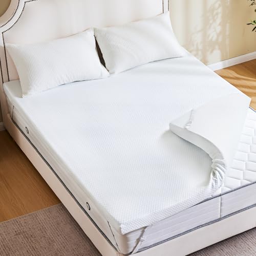Sweetcrispy Mattress Topper Full with Removable Soft Cover, Memory Foam 2 Inch Thick Gel Infused Cooling Toppers Pad for Full Size Bed, Sleeper Sofa, RV, Camper, CertiPUR US Certified Sweetcrispy