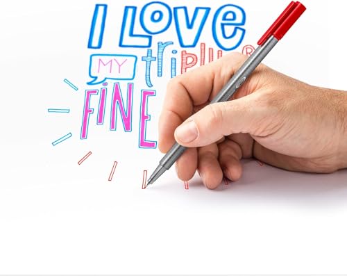 STAEDTLER Triplus Fineliner Pens Set (20 Pack) - 20 Vibrant Colors, 0.3mm Metal-Clad Tip, Ergonomic Triangular Barrel, Standing Easel Case STAEDTLER