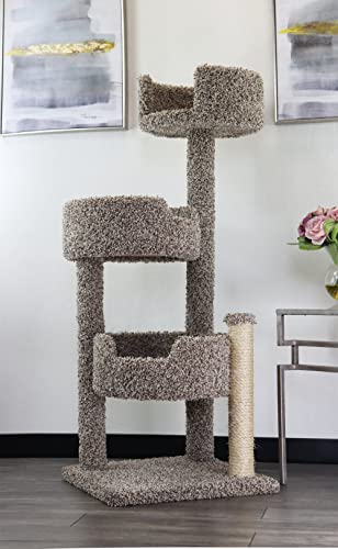New Cat Condos Real Wood and Carpeted Cat Tree, Speckled New Cat Condos