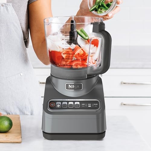 Ninja Food Processor, Professional Plus, 1000 Peak Watts, 4 Functions for Chopping, Slicing, Purees & Dough with 9-Cup Processor Bowl, 3 Blades, Food Chute & Pusher, Silver, BN601 Ninja