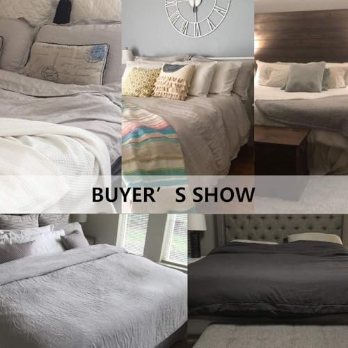 Simple&Opulence 100% Washed Linen Duvet Cover Set with Embroidered,3 Pieces Soft Farmhouse Comforter Set with Button Closure,1 Duvet Cover and 2 Pillowshams(King,Natural Linen) Simple&Opulence