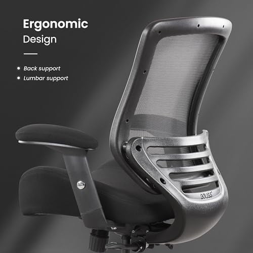BOLISS 400lbs Mid Back Mesh Ergonomic Drafting Chair for Standing Desk Office Wide Chair Built-in Lumbar Support Big Adjustable Foot Ring Height Adjustable Armrest (Black) BOLISS