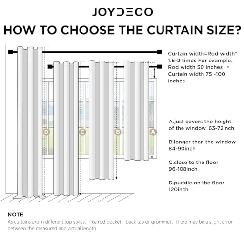 Joydeco Blackout Curtains for Bedroom - 84 Inch Long 100% Light Blocking 2 Panels Set White Drapes, Thermal Insulated Room Darkening Curtains, Linen Textured for Living Room, Rod Pocket & Back Tabs Joydeco