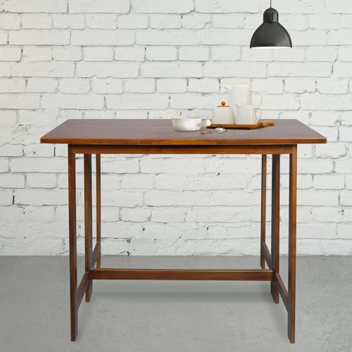 Solid Wood Flip-Top Folding Console to Dining Convertible Table Casual Home