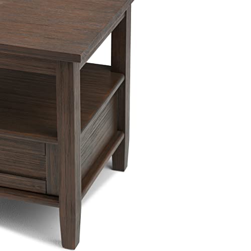SIMPLIHOME Warm Shaker SOLID WOOD 20 inch wide Rectangle Rustic End Side Table in Farmhouse Brown with Storage, 1 Drawer and 1 Shelf, for the Living Room and Bedroom SIMPLIHOME