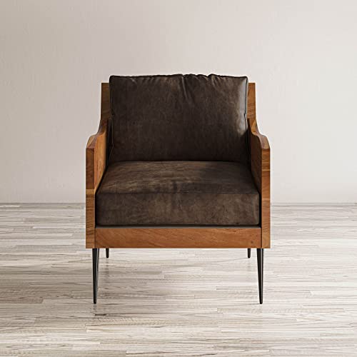 Jofran Karma Genuine Leather Live Edge Accent Chair, Bourbon Jofran Inc.