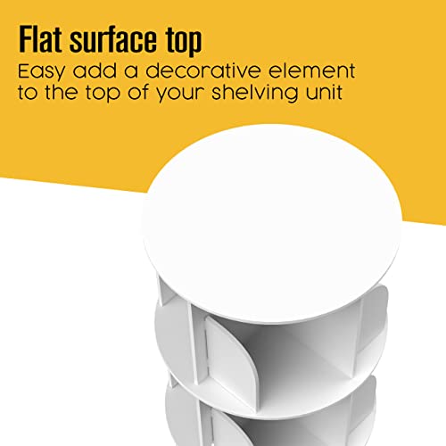 Rotating 4-Tier Bookshelf Display Tower - Space-Saving White Wood Bookcase for Kids and Adults Houseables