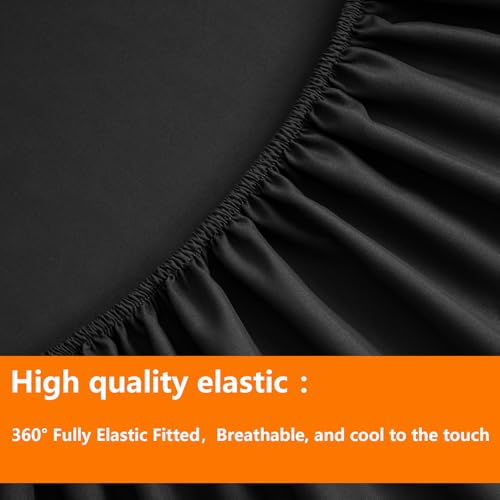 TAIMIT Queen Size Comforter Set - 7 Pieces, Bed in a Bag Bedding Sets with All Season Soft Quilted Warm Fluffy Reversible Comforter,Flat Sheet,Fitted Sheet,2 Pillow Shams,2 Pillowcases,Black TAIMIT