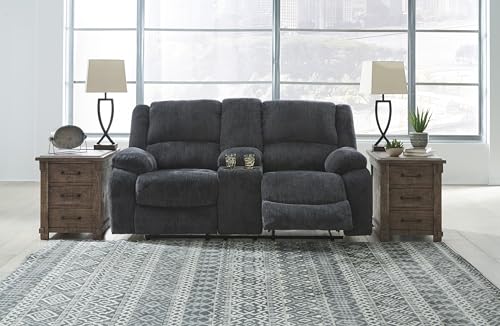 Signature Design by Ashley Draycoll Contemporary Double Reclining Manual Loveseat with Center Console, Dark Gray Signature Design by Ashley