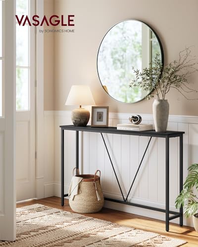 VASAGLE Console Sofa Table, Narrow Entryway Table, for Living Room, Bedroom, Easy Assembly, Charcoal Gray and Ink Black ULNT020B04 VASAGLE