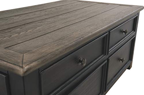 Signature Design by Ashley Tyler Creek Rustic Farmhouse Lift Top Coffee Table with Drawers, Brown & Black Signature Design by Ashley