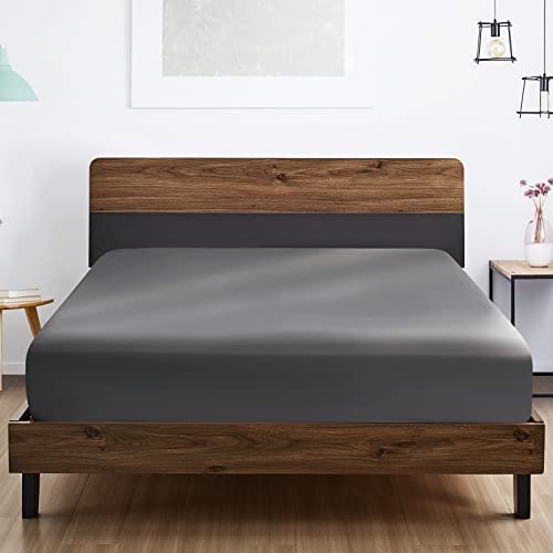 FreshCulture Twin Fitted Sheet - Hotel Quality - Ultra Soft & Breathable - Brushed Microfiber - Deep Pocket - Cooling Fitted Sheet for Twin Size Bed (Dark Grey) FreshCulture