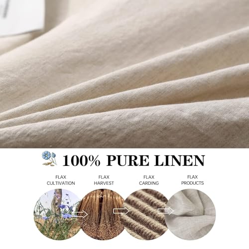 Simple&Opulence 100% Linen Duvet Cover Set, 3 Pieces Belgian Flax Breathable Bedding, Queen Size 88''x92'' (1 Comforter Cover+2 Pillowshams) with Tie Closure Style,Linen Simple&Opulence