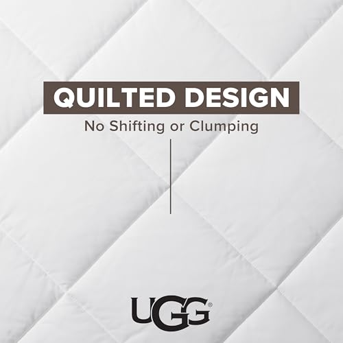 UGG Danielle Full/Queen Comforter Duvet Insert Cooling Lightweight Down Alternative Hypoallergenic Washable Quilted Fluffy Comforter Blanket with Corner Tabs for Duvet Cover, Full/Queen, Bright White UGG