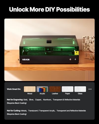 VEVOR Laser Engraver, 20W, Laser Engraving and Cutting Machine with Enclosure Camera, Laser Cutter, 36000 mm/min, 19.7 x 12.6 in Working Area, for Wood, Leather, Glass, Paper, Certain Metal, Class 1 VEVOR