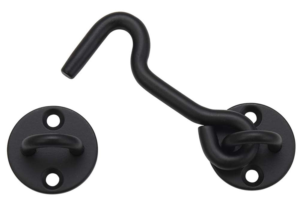 Raswik 4” Privacy Hook and Eye Gate Latch Easy Lock for Barn Door, Black Raswik