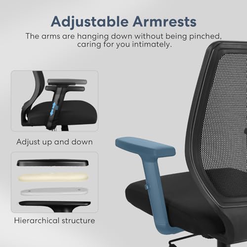 Schwake Ergonomic Office Chair Home Mesh Desk Chair with Adjustable Arms - Mid Back Computer Chairs for Adults - Swivel Task Chair Comfortable for Home Office (Black) Schwake