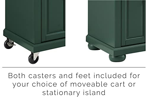 Crosley Furniture Madison Kitchen Island with Solid Wood Top and Optional Casters, Emerald Green Crosley Furniture