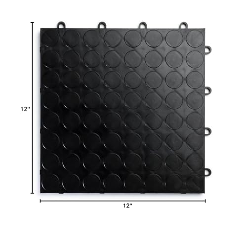 Big Floors RaceDeck CircleTrac, Durable Copolymer Interlocking Modular Garage Flooring Tile (48 Pack), Black Big Floors
