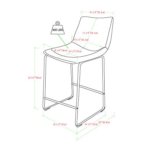 Walker Edison Douglas Urban Industrial Faux Leather Armless Counter Chairs, Set of 2, Whiskey Brown Walker Edison