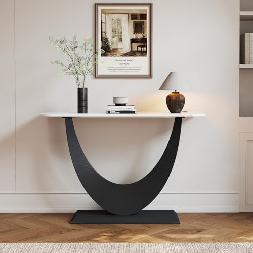 Modern Entryway Table with Marble Top, Narrow Console Table, Entry Way Table Sofa Table, Metal Frame Accent Table, for Entry Way, Hallway, Entrance, Foyer, Living Room B.Sauraseng