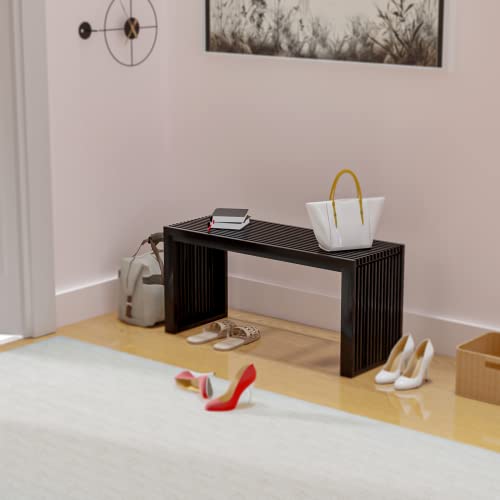 APRTAT Bamboo Dining Bench, 35 inch Farmhouse Decor Indoor Kitchen Table Bench, Entryway Shoe Rack Bench, Outdoor Bench, Solid Bamboo Benches for Living Room, Hallway, Bedroom, Bathroom APRTAT