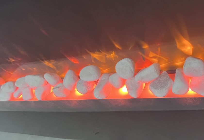 YIMUSTUK 48" Curved Electric Fireplace Heater, Front Wall Mounted/Table Top, W/Remote Control, Touch Screen, 4 Flame Colors and 8 Emberbeds Colors, Adjustable Brightness/Speed/Temperature/Timer YIMUSTUK